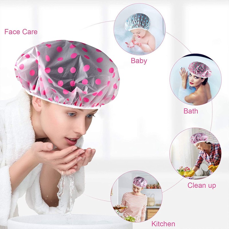 VTECHOLOGY Bath Cap, Waterproof Shower Hats, Reusable Plastic Bath Caps,