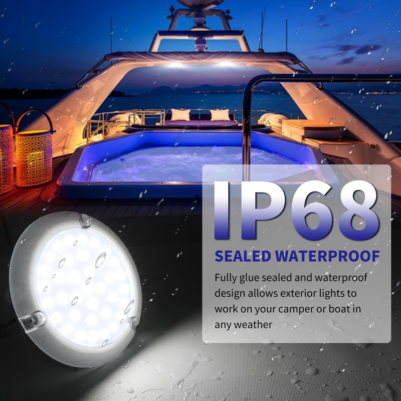 RVZONE Boat LED Dome Light IP68 Marine Led Lights White