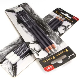 Brusarth 3pc Eraser Set - Fine Detail Eraser for Sketching, Charcoal Drawings & Colored Pencils