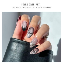 JMEOWIO Nagelfolie UV Härtend Leopardenmuster French Tip UV Gel Nail Strips Nagelsticker Nagelaufkleber Nail Art Dekoration Nageldesign Zubehör