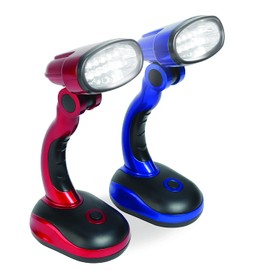 IdeaWorks Jobar International (Set/2) LED Desk Lamps with Pivoting Heads and Handled Necks, Large, Red Blue