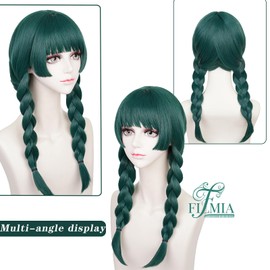 FILMIA Maomao Cosplay Wig Dark Green Wig for Women Anime Ponytails Wigs with Bangs Synthetic Hair Daily Party
