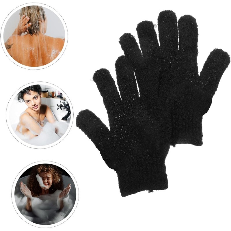 VALICLUD Guantes de Baño Exfoliantes Negros de Doble Cara -