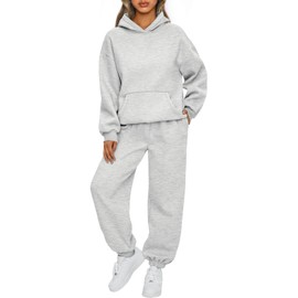 AUTOMET Women 2 Piece Outfits 2025 Plus Size Fall Fashion Airport Travel Pants Lounge Set Leisure Vacation Winter Clothes Sweatsuits Grey S