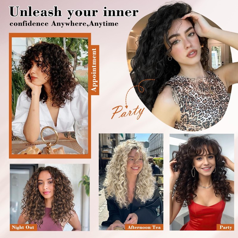 Bouncy Curly Hair Extensions, 4PCS Synthetic Clip in Hair Extensions