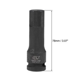 TOP-VIGOR Impact Hex Bit Socket, 1/2" Drive x H17 (17mm) Allen Key Socket, Premium CR-MO Steel Bits, Hex Bit with 78mm Length for Torque Wrench, Ratchet Wrench, Impact Power Drills
