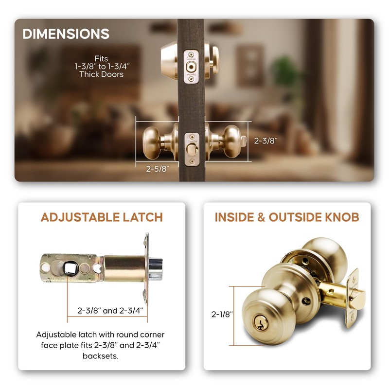 Copper Creek CKDB141PB Colonial Door Knob keyed Alike with Deadbolt