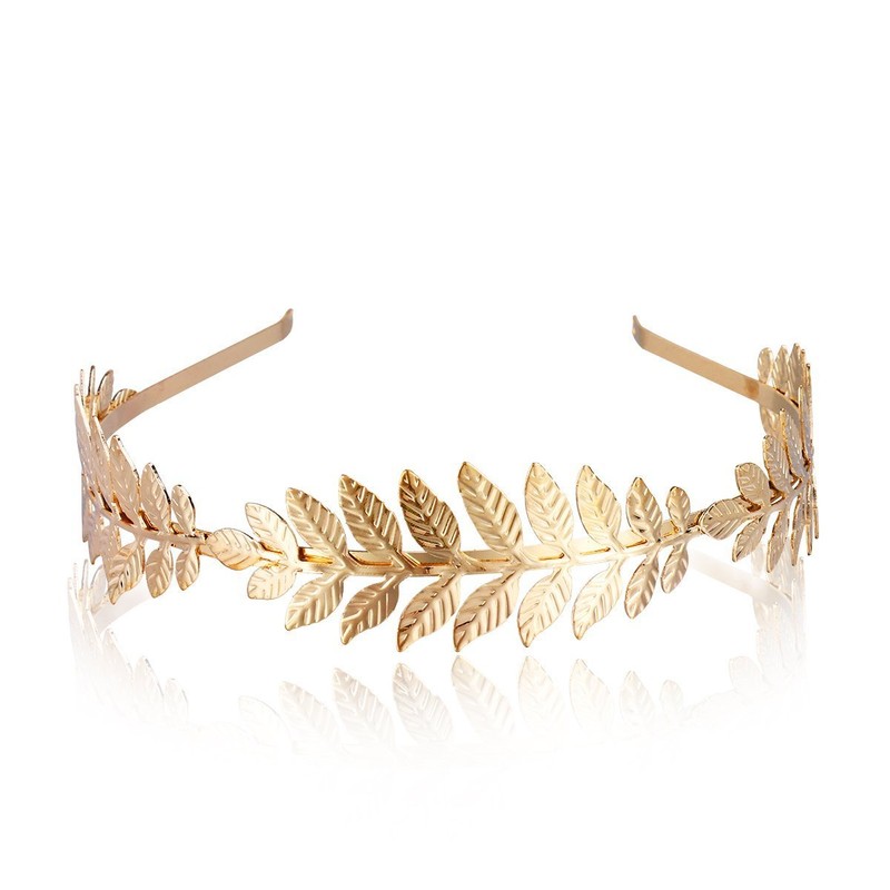 SALOCY Headbands Leaf Branch Bridal Hair Crown Head (Gold)