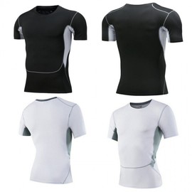 a560 Bikini Cover-up Men's High-Elastic Quick-Dry Sports Fitness Apparel for Running and Basketball Training T-shirt L / White Grey Mesh 10ea