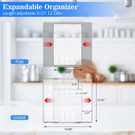 HOMEE Kitchen Drawer Organizer for Flatware and Utensils,Expandable Drawer Organizer for Drawer,Cutlery Drawer Organizer for Kitchen, Acrylic Desk Drawer Organizers for Office,Bathroom,Bedroom