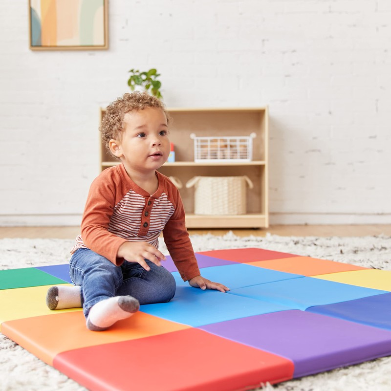 ECR4Kids SoftZone Square Dance Activity Mat, Folding Playmat, Assorted