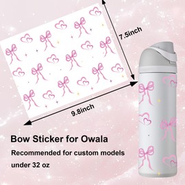 SPORCO Bow Stickers for Owala FreeSip Water Bottle 24 oz 32 oz, Waterproof UV DTF Decals, Accessories Set Stickers for Owala Cup, Cute Stickers for Teens Girls Kids Adults