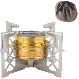 Camping Moon Alcohol Burner with Storage Bag, Stainless Steel Trivet, Cross Trivet, Alcohol Stove, Compact AS-1