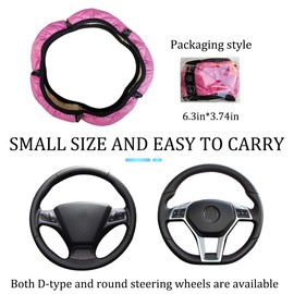 AICEL Soft Leather Steering Wheel Cover, 15 Inch Crown Rhinestones Elastic Steering Wheel Protector, Sparkly Crystal Diamond for Women Girls, Auto Interior Accessories for Vehicles Sedans SUVs (Pink)