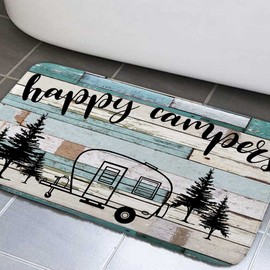 RV Camper Bath Mat, Rustic Wooden Camper Bath Mat Bathroom Mat Rv Rugs for Inside Camper Rugs for Inside Camper Rugs for Travel Trailer Camping Bathroom Rugs Kitchen Rug Camping Bath Rug 17x29 Inch