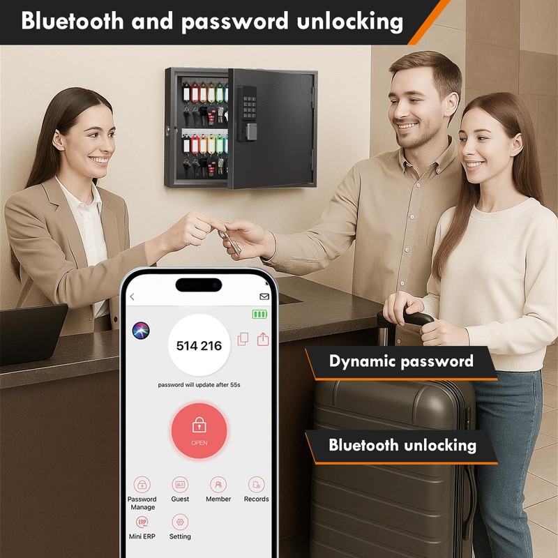WeHere 60 Key Lock Box Wall Mount, Smart Key Cabinet,