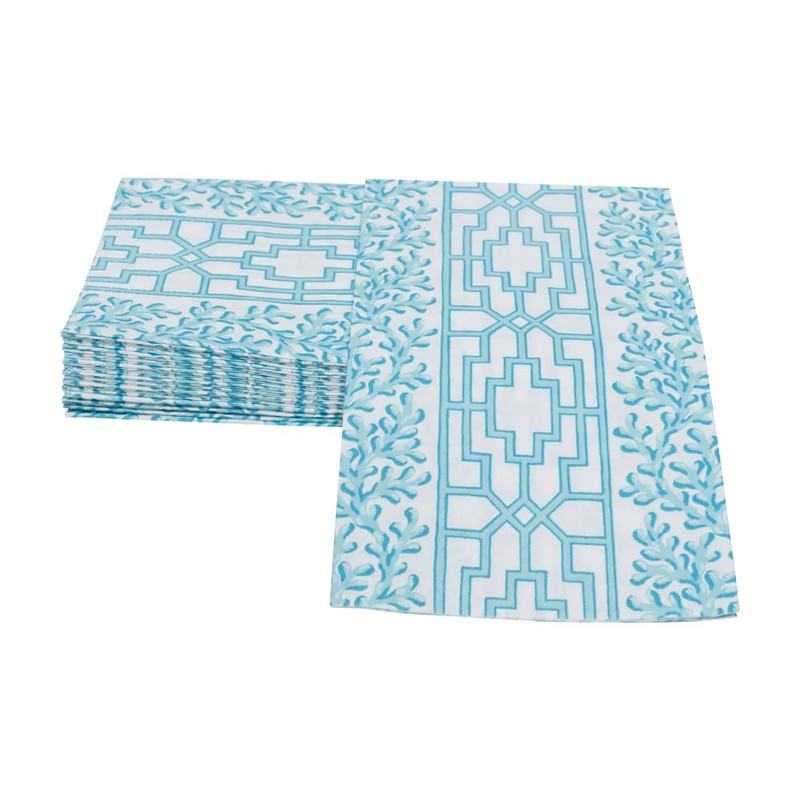 Caspari Coral And Trellis Robin's Egg Guest Towel Napkins -
