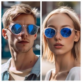 WOODONLY Wooden Round Polarised Sunglasses - Fashion Wooden Sunglasses for Men and Women Perfect Gifts, gray