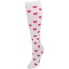 CTM® Women's Heart Print Knee High Socks, White