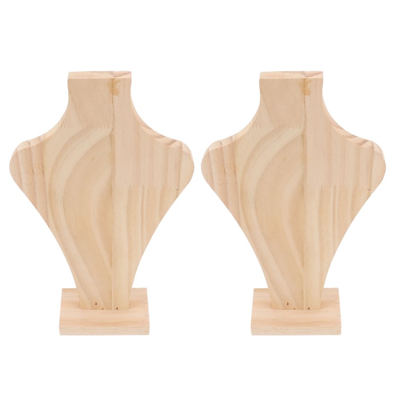 2pcs Wooden Necklace Display Stand Vase Shaped Light Weight Solid