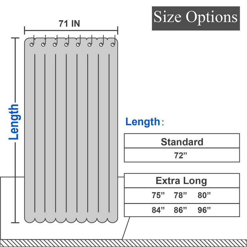 Extra Long Shower Curtain with 84 inch Height, Fabric, Waffle