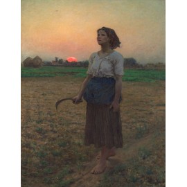 Get Custom Art Jules Breton - The Song of the Lark, Gallery Wrapped Canvas Wall Decor - 12x16 Inches