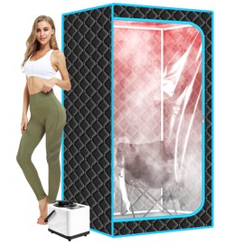 DUTHSS Portable Steam Saunas,Full Body Steam Sauna Box with 3L Steamer Pots for Home Spa,Sauna Tents 16 Levels 99 Minutes with Remote Control,Foldable Chair 33.8''x 33.8''x 65.74''