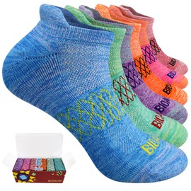 BIOAUM Womens Running Socks Low Cut-6 Pairs Cotton Cushioned Athletic Socks with Tab Arch Support