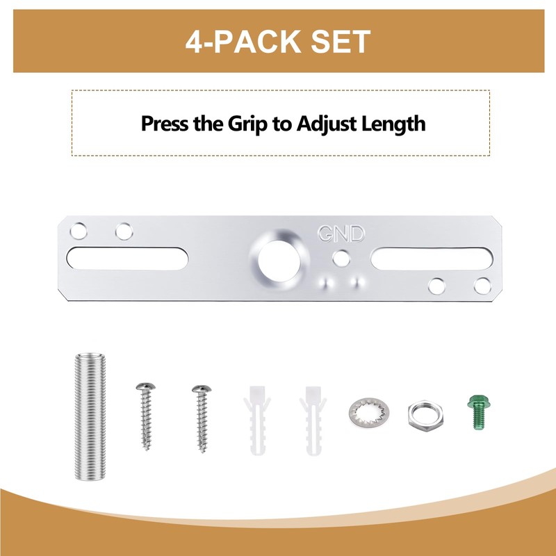 Qryphent Universal Lamp Crossbar 4" Ceiling Light Fixture Mounting Bracket