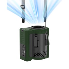 PlayHot Portable Waist Fan, 5 Speed 16600PRM Personal Fans, 10000mAh Rechargeable Fans up to 40H, 4 IN 1 Clip on Fan/Neck Fan/Desk Fan/LED Flashlight, Belt Fans for Camping, Outdoor (Green)