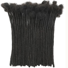 FALEMEI 0.6cm Thickness Loc Extensions Human Hair 10 Strands Dreadlock Extensions Human Hair for Women Men extensions human hair Can Be Dyed and Bleached (0.6cm 1B(Natural Black), 8 Inch/10Strands)