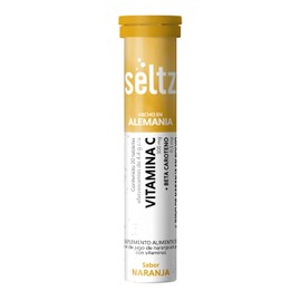 SELTZ Vitamina C + Beta Caroteno, 20 Tabletas Efervescentes Sabor Naranja, Incrementa Defensas y Previene Infecciones