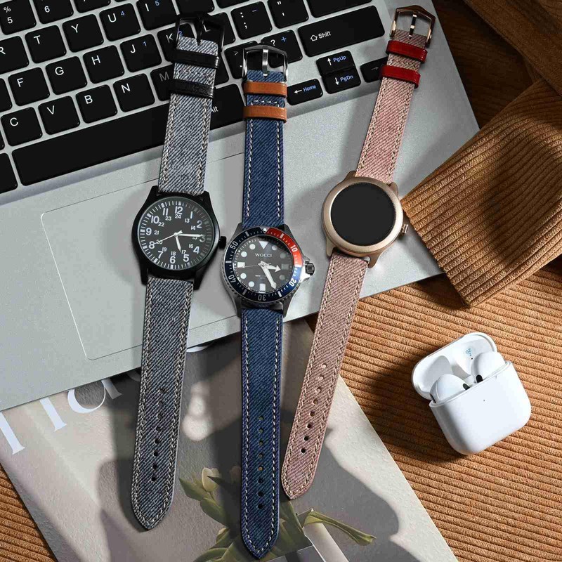 WOCCI Genuine Leather Watch Band, 0.7 inch (18 mm), 0.8