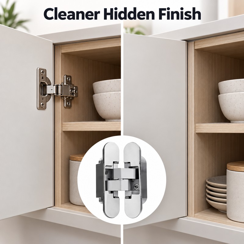 Invisible Door Hinges for Concealed Furniture Doors – Stainless Steel