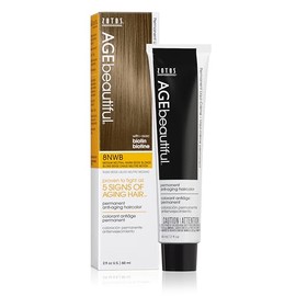AGE beautiful AGE beautiful Permanent Hair Color Dye Liqui Creme | 100% Gray Coverage | Anti-Aging Haircolor | Biotin for Thicker, Fuller Hair | Professional Salon Coloring | 8NWB Medium Neutral Warm Beige Blonde