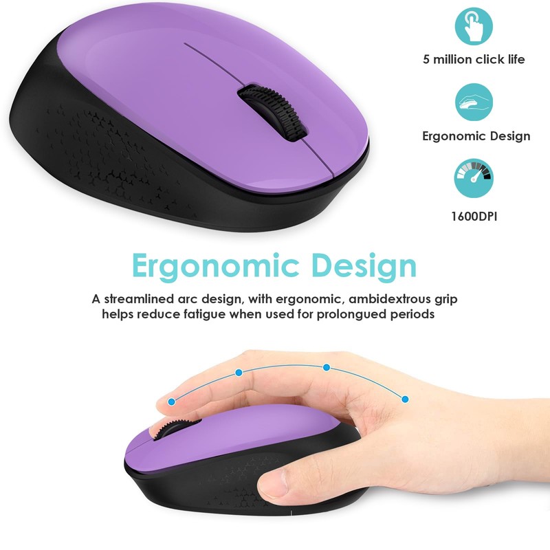 LeadsaiL Wireless Mouse for Laptop, 2.4GHz Silent USB Mouse, Slim
