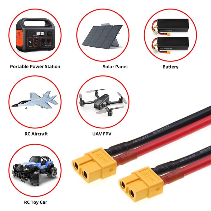 NFHK XT60 Female to Female 12AWG Extension Cable Connector for