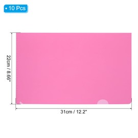 PATIKIL L Type Folder Pack of 10 A4 Plastic File Sleeves Transparent Document Sleeves for Office Pink
