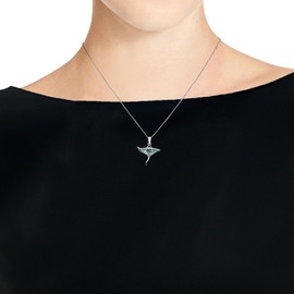 AeraVida 925 Sterling Silver Wonders of the Ocean Manta Ray & Abalone Necklace