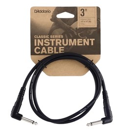 D'Addario - Cable de conexión para guitarra, cable de pedalera, moldeado, macho de 1/4 pulgadas a macho de 1/4 de pulgada, 3 pies, extremos en ángulo recto, 1 paquete