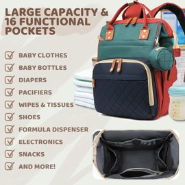 Diaper Bag Backpack for Girls Boys: Multicolor Toddler Diaper Bag with Changing Pad Baby Backpack Diaper Bag for Mon Dad Newborn Pañaleras Bebe Niña Niño Baby Registry Search Essentials Must Haves