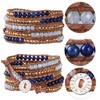 KELITCH Created-Lapis-Lazuli Agate Bead 5 Strands Sectioned Wrap Bracelet