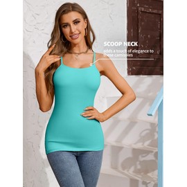 ATTRACO Women's Cami with Built in Bra Shelf Bra Tank Tops White Undershirts Three Packs L