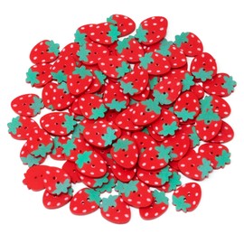 Honbay 100PCS Wooden Red Strawberry Buttons 2 Holes Buttons Fruit Food Sewing Decorative Buttons for Skirts Gloves Sweaters Shirts Hats Scarves Headbands Scrapbooking and Craft Projects