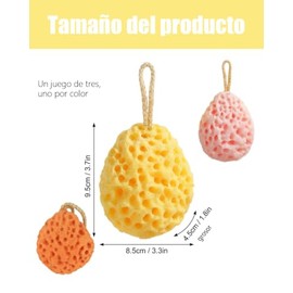 Esponja de Baño 3 Piezas, Suave y Sin Látex