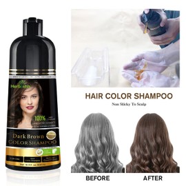Herbishh Herbishh Hair Color Shampoo for Gray HairCHair Dye ShampooCColors Hair in MinutesCLong lasting colourC500 MLC3-In-1 Hair ColorCAmmonia-Free (Dark Brown, 500 Ml)