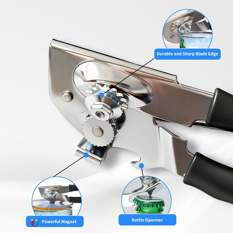 JIWYMFE Heavy Duty Manual Can Opener, Smooth Safe Edge, Magnetic