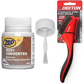 Zep Rust Converter With Soft Grip Steel Wire Brush - Rust Converter For Metal, Rust Rust Converter For Cars, Rust Converters & Rust Removers, Rust Inhibitor, Car Rust Treatment For Metal