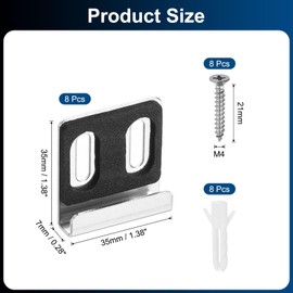 uxcell 8Pcs Metal Mirror Holder Clips, Mirror Hangers Hardware Kit with Screws & Rubber Pads Large for Wall Mounting Frameless Mirrors, Wall Tile, Billboards Display, Silver