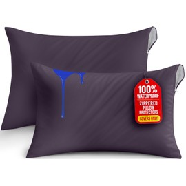 Utopia Bedding Premium 100% Waterproof Pillow Protectors with Zipper King Size (Set of 2), Bed Bug and Dust Mite Proof Zippered Pillow Covers, Pillow Encasement Cases, Purple